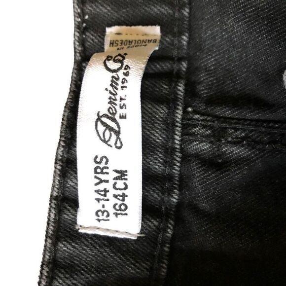 Denim Co. Teen's Black rhinestone Denim Button Fly Mini Skirt Size 7 - Picture 2 of 15